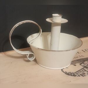 Adorable Candle Stick Holder Made To Look Vintage, Cream